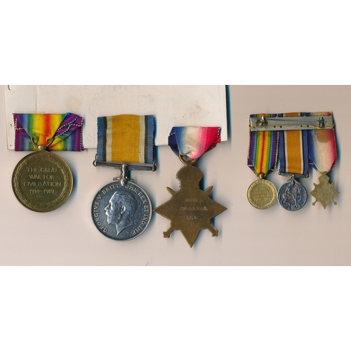 72 - 1914-15 Star trio to 59072 Dvr C.A. Hine R.F.A. very fine, with miniature swing mounted 1914 Star tr... 