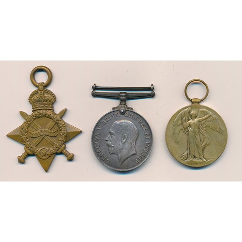 80 - 1914-15 Star trio to 10245 Pte F.T. Newbery Devon R. (single initial F. on pair) good very fine and ... 