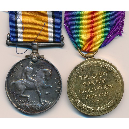 81 - WW1 British War Medal & Victory Medal to 23753 Pte E.G. Chapman E. Surr R. extremely fine.