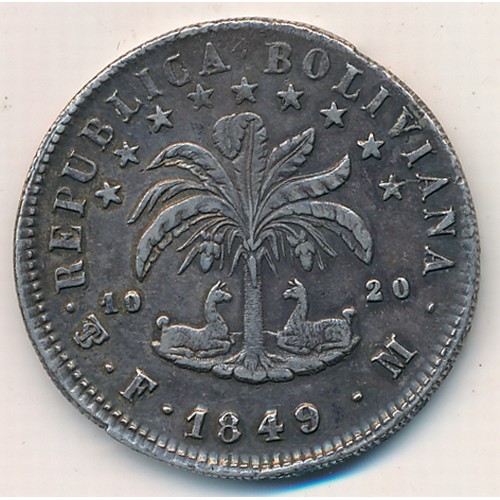 262 - Bolivia silver 8 Soles 1849 PTS FM, 26.94g.