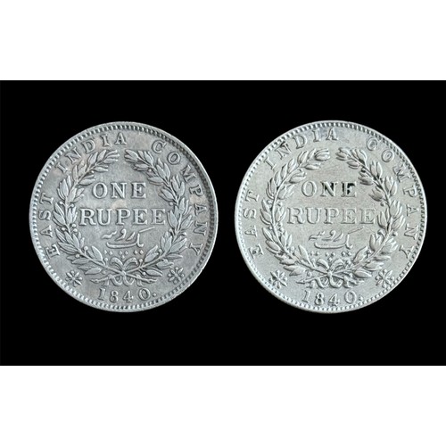 264A - East India Company Victoria 1840 rupee pair, fine to very fine.