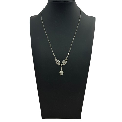 18 - A Victorian silver and paste necklace, 16.5
