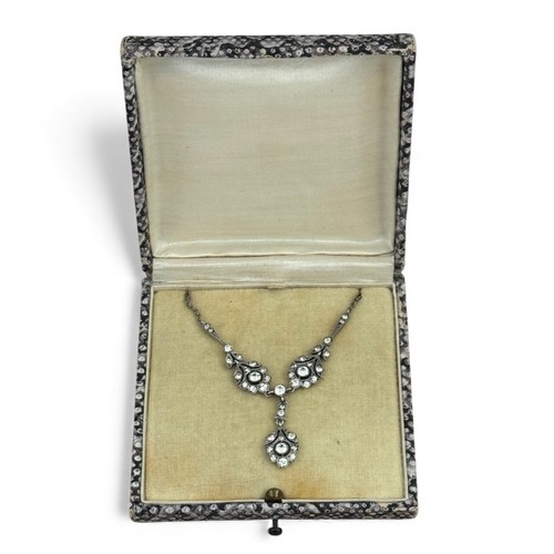 18 - A Victorian silver and paste necklace, 16.5