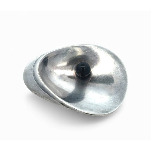 28 - A Georg Jensen silver stylized oyster and pearl brooch designed by Nanna & Jorgen Ditzel, marked N J... 