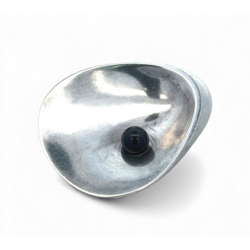 28 - A Georg Jensen silver stylized oyster and pearl brooch designed by Nanna & Jorgen Ditzel, marked N J... 