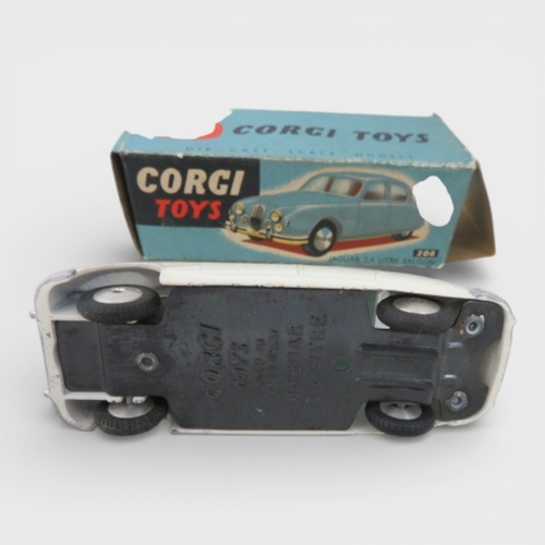 28 - Corgi 1950s onwards collection, with Jaguar 2.4 Litre white No. 204, Ford Consul Classic cream/pink ... 
