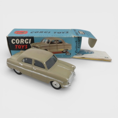 28 - Corgi 1950s onwards collection, with Jaguar 2.4 Litre white No. 204, Ford Consul Classic cream/pink ... 