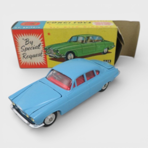 38 - Corgi No. 238 Jaguar Mk X, generally excellent in excellent to good plus box, pale blue, red interio... 