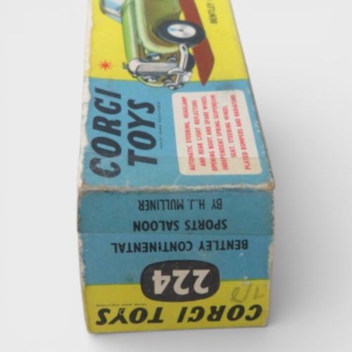 33 - Corgi No. 224 Bentley Continental Sports two-tone black and silver, red interior, grey tyres (spare ... 