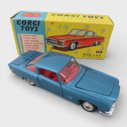 24 - Corgi Italian trio, with FIAT 1800 two-tone blue No. 217, FIAT 2100 two-tone mauve & pink No. 232 an... 