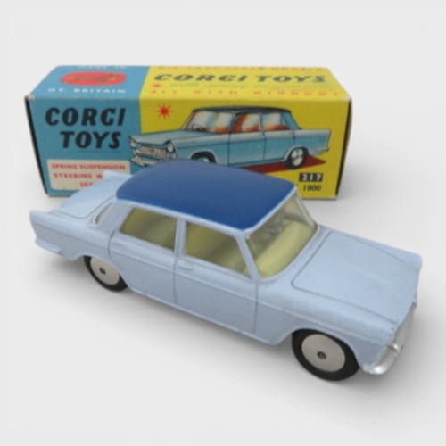 24 - Corgi Italian trio, with FIAT 1800 two-tone blue No. 217, FIAT 2100 two-tone mauve & pink No. 232 an... 