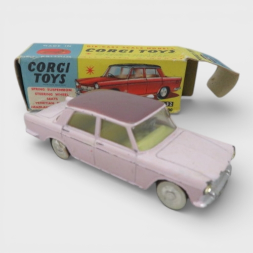 24 - Corgi Italian trio, with FIAT 1800 two-tone blue No. 217, FIAT 2100 two-tone mauve & pink No. 232 an... 