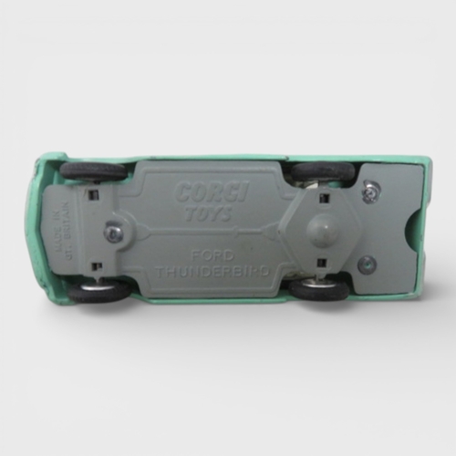 29 - Corgi No. 214 Ford Thunderbird, mint green with cream roof, flat spun hubs, generally excellent in g... 