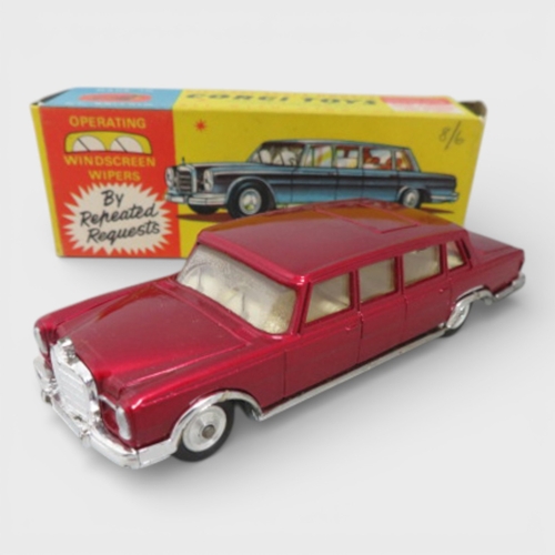 34 - Corgi Nos. 230 & 247 Mercedes-Benz pair, with 220 SE Coupe  black with lemon interior No. 230 and 60... 