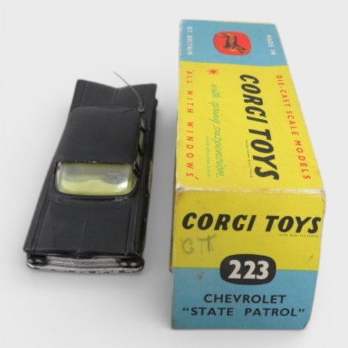 32 - Corgi No. 223 Chevrolet State Patrol with intact aerial, generally excellent to good plus in good pl... 