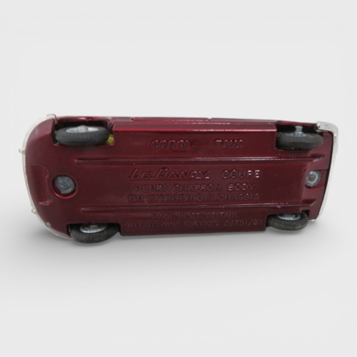40 - Corgi No. 259 Citroen Le Dandy metallic maroon, lemon yellow interior and wire wheels, generally exc... 