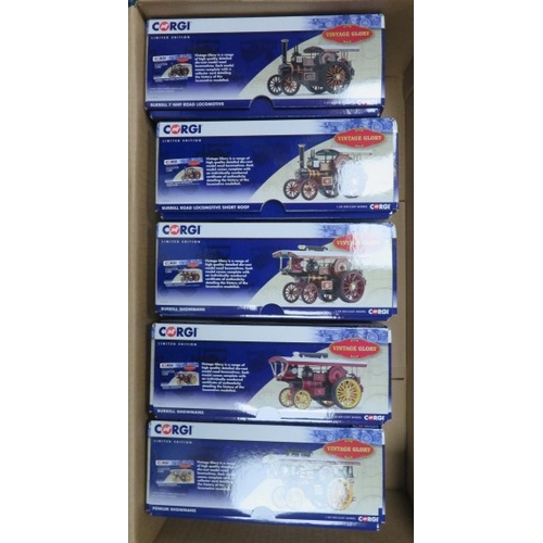 19 - Corgi Vintage Glory of Steam 1/50th scale collection, with Garrett Showmans with dropside trailer CJ... 