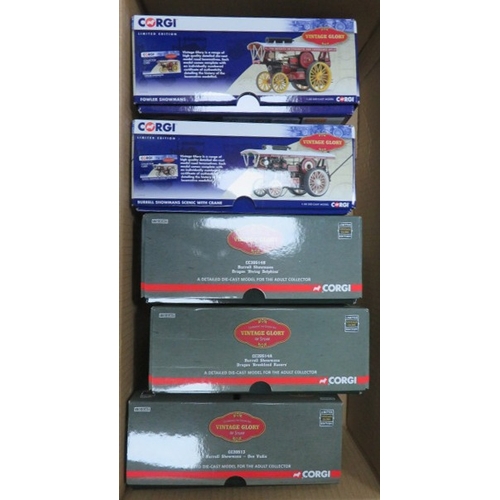 19 - Corgi Vintage Glory of Steam 1/50th scale collection, with Garrett Showmans with dropside trailer CJ... 