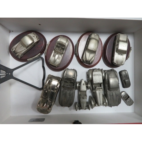9 - Pewter model collection, mainly Jaguar, with Mark Models (Birmingham), Danbury Mint, etc., generally... 