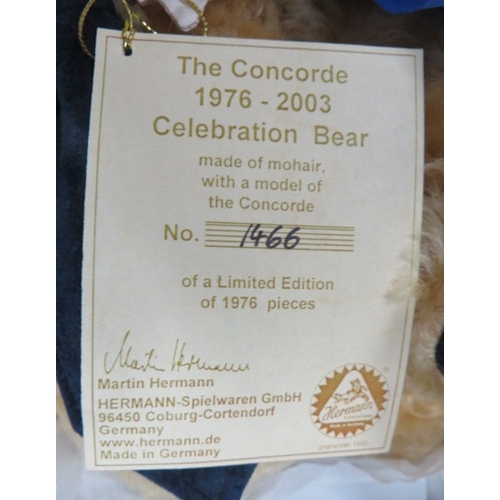 91 - 2003 Hermann-Spielwaren GmbH The Concorde Celebration Teddy Bear, mohair with felt tie, limited edit... 