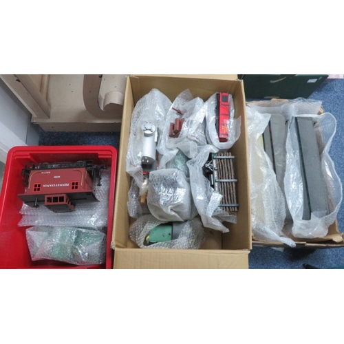 107 - G gauge USA railroad unboxed collection, unidentified makers, with locomotives (2), coaches and wago... 