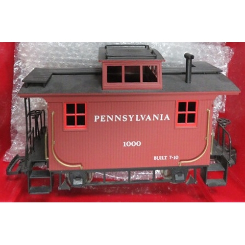 107 - G gauge USA railroad unboxed collection, unidentified makers, with locomotives (2), coaches and wago... 