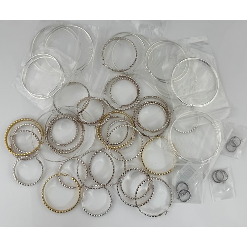 102 - Numerous pairs of 925 hoop earrings, stamped 925