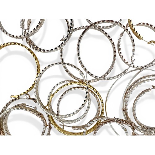 102 - Numerous pairs of 925 hoop earrings, stamped 925