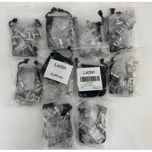 115 - 10 bags of cufflinks, each bag containing five pairs of new stainless steel cufflinks. Total approx ... 