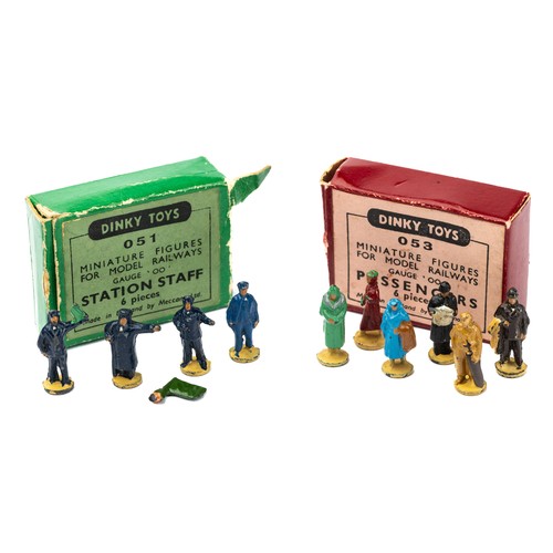 137 - Pair of Dinky figures sets with 051 Station Staff part set of 4 in box and 053 Passengers complete b... 