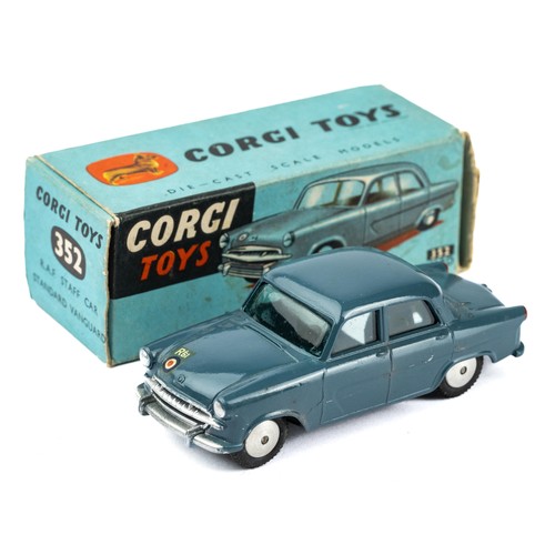 125 - Corgi 352 R.A.F Standard Vanguard Staff car, blue with RAF roundel, good plus in good box (some dama... 