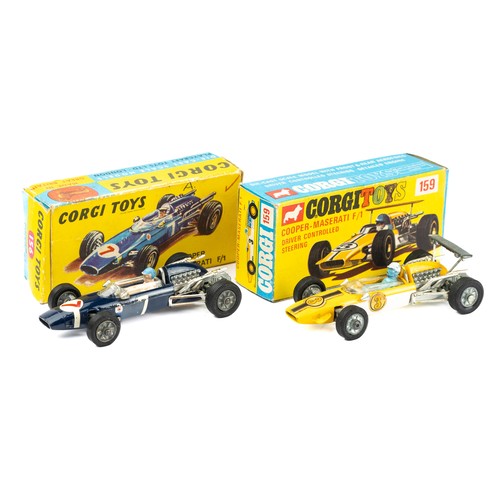 113 - Corgi Racing Car boxed Cooper-Maserati Formula 1 pair with No.156 excellent in good box and No.159 g... 