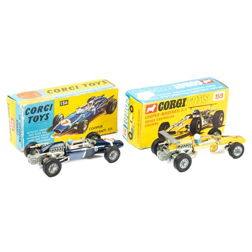 113 - Corgi Racing Car boxed Cooper-Maserati Formula 1 pair with No.156 excellent in good box and No.159 g... 