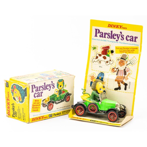 139 - Dinky Parsley's Car 477, good plus in fair box with end flap detached, inner stand is present.