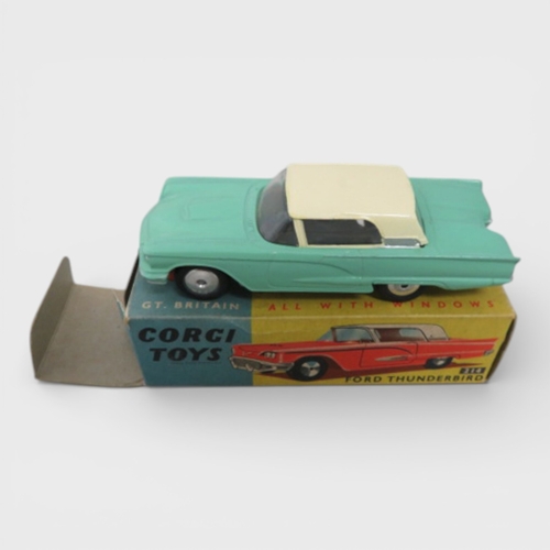 115 - Corgi No. 214 Ford Thunderbird, mint green with cream roof, flat spun hubs, generally excellent in g... 