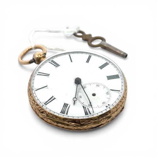 220 - An 18ct gold Patent Lever open face pocket watch. White enamel Roman dial sub seconds dial (missing ... 