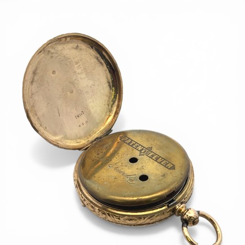 220 - An 18ct gold Patent Lever open face pocket watch. White enamel Roman dial sub seconds dial (missing ... 