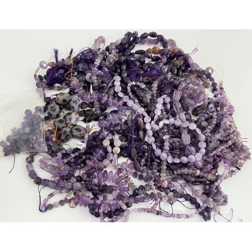 188 - Numerous strings of amethyst beads for jewellery making, plus some loose beads.