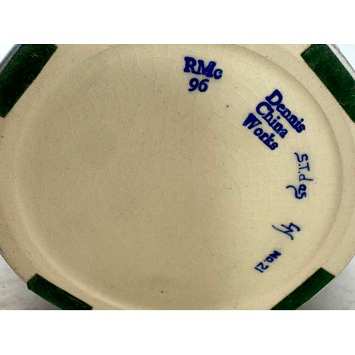 514 - Sally Tuffin for Dennis China Works - a barrel vase decorated with bluebells. Printed and painted ma... 