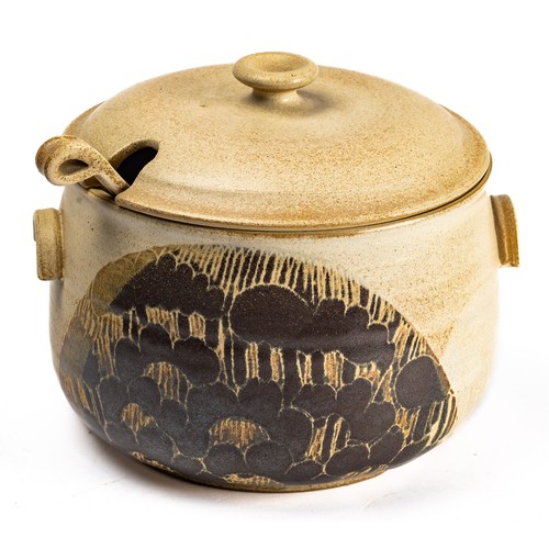 626 - Diane Worthy for Critch Pottery - a punch bowl and ladle. Soup bowl. 23cm wide, 21cm high.  Impresse... 