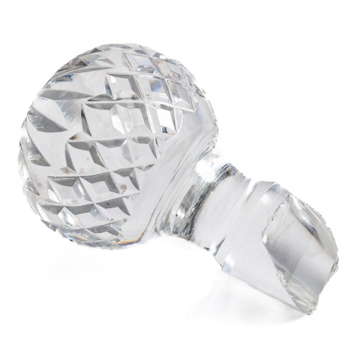 634 - Waterford Lismore crystal decanter, 27.5cm high, together with four glasses - two brandy glasses, 13... 