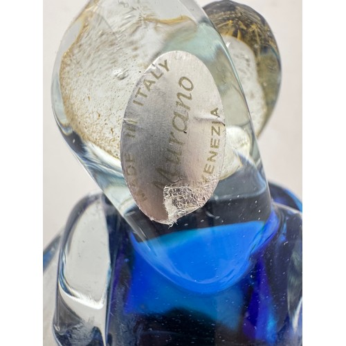 628 - A Murano glass Lovers figure,   the green and blue glass  infused with gold aventurine flecks. Heigh... 