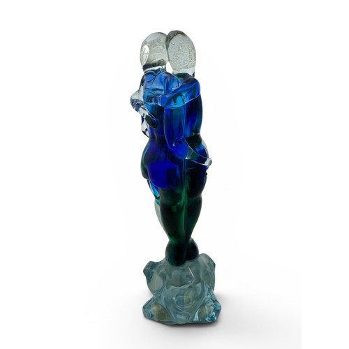 628 - A Murano glass Lovers figure,   the green and blue glass  infused with gold aventurine flecks. Heigh... 