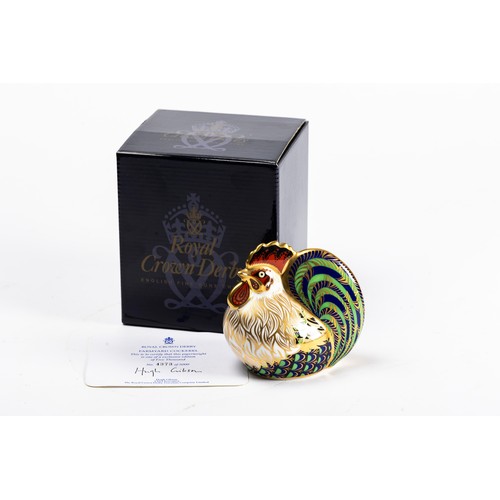 530 - Royal Crown Derby, a Royal Crown Derby limited edition Farmyard Cockerel paperweight, boxed. 4373/50... 