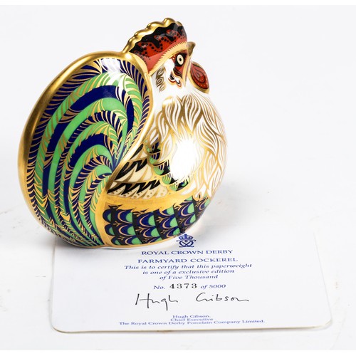 530 - Royal Crown Derby, a Royal Crown Derby limited edition Farmyard Cockerel paperweight, boxed. 4373/50... 