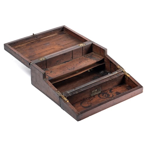 660 - 19th Century inlaid writing slope with floral mother of pearl inlay. Height 12.5cm, width 31.5cm, de... 