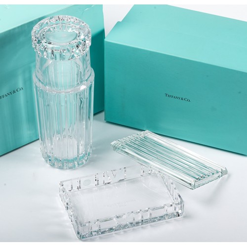 633 - Tiffany & Co, a pair of boxed Tiffany & Co glassware items. Includes; Tiffany & Co Aurora World Crui... 