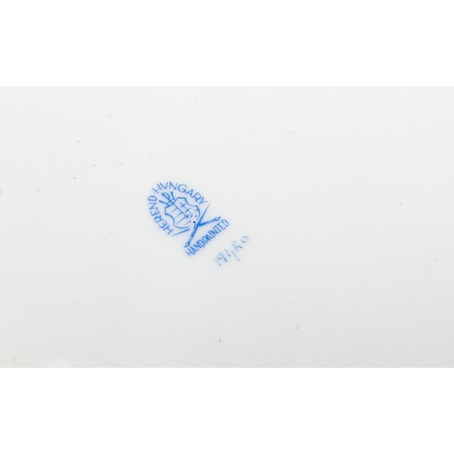525 - Herend Hungary, a Herend porcelain Rothschild Birds triangular dish. Stamped to base for Herend. 25c... 