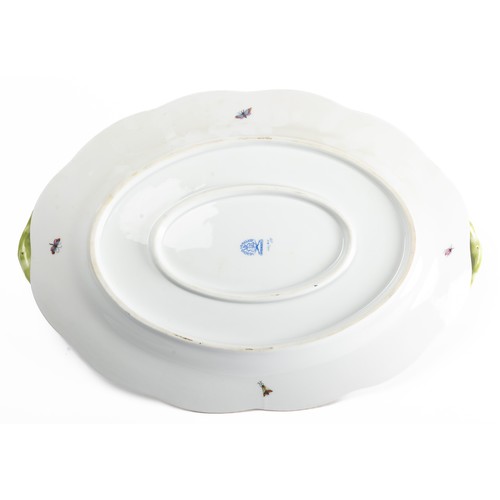 527 - Herend Hungary, a Herend porcelain Rothschild Birds large oval serving platter with twin handles. St... 