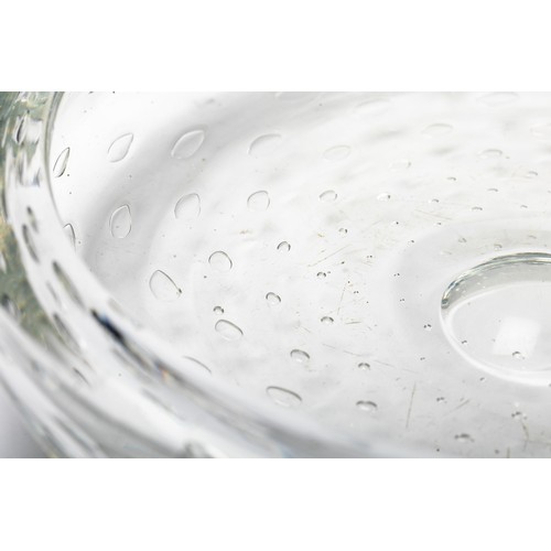 630 - Whitefriars, a Whitefriars bubble glass bowl, diameter 25cm. Height 6cm. Plus, a clear cuboid vase w... 